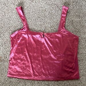 NWT velvet Square-Neck Tank Top in Deep Pink